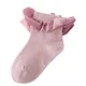 Chaussettes pour enfants chaussettes Tube court à volants de couleur unie pour filles avec nœud