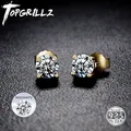 TOicalRILLZ-Boucles d'oreilles Moissanite en argent regardé 0.1 pour femme bijoux fantaisie