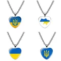 Colliers en forme de cœur avec carte d'ukraine pour femmes et hommes pendentif en métal et verre