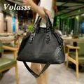 Volasss-Sac à main en maille de nylon pour femme sac de voyage noir pour femme fourre-tout de