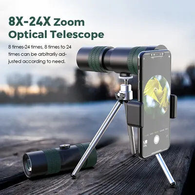 APEXEL-Télescope monoculaire 8-24x30 n'aime rétractable prisme BAK4 compact avec trépied clip