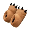 Pantoufles de sol d'intérieur douces pour femmes chaussures de patte de dinosaure animaux