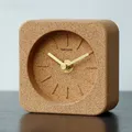 Horloge de bureau en bois sans tic-tac ronde et carrée en liège silencieuse à piles décoration