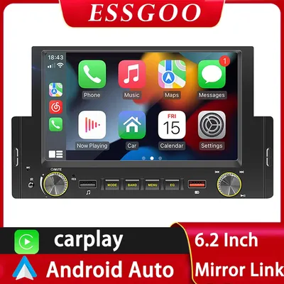 ESSGOO-Autoradio Android Auto Bluetooth MirrorLink Récepteur FM Lecteur de Limitation CarPlay