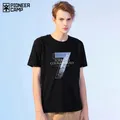 T-shirt homme estival et décontracté en coton avec Camp des pionniers numéro 7 imprimé noir