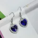 Boucles d'Oreilles en Clip Bleu Royal pour Femme Pendentif Classique Titanic Océan Pêche Cœur