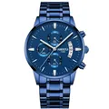 NIBOSI-Montre à quartz de sport étanche pour homme horloge bleue montres-bracelets de luxe marque