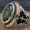 Bague gothique vintage pour homme 2 couleurs cristal vert bague pour homme injecteur de gravure