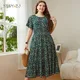 KEBY ZJ – robe longue à fleurs grande taille col rond imprimé Floral mi-longue élégante