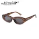 Lunettes de soleil rectangulaires tendance pour hommes et femmes monture marron claire Rivets