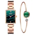 Ensemble de montres de luxe pour femme magnétique pierre verte horloge féminine montre-bracelet