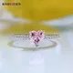Bagues romantiques en argent regardé 100% pour femmes quartz rose en forme de cœur diamant de
