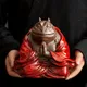 Figure de bouddha en céramique faite à la main ornement en argile violette sculpture immortelle