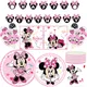 Ensemble de vaisselle rose Minnie Mouse décor de fête prénatale joyeux anniversaire fournitures