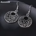 nouveau Boho Vintage tibétain argent rond oreille crochet Tribal boucles d'oreilles rétro grande