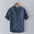 Chemise en lin à manches courtes pour hommes pull Stand UR chemises décontractées pour hommes