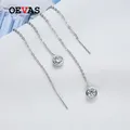 OEVAS-Boucles d'oreilles pendantes en argent regardé 100% pour femme Moissanite 925 carat Boucles