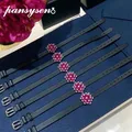 PANSYSEN – Bracelet de luxe en argent Sterling 925 en forme de fleur pierres précieuses rubis