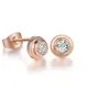 Boucles d'oreilles Double classique en cristal clair pour femmes couleur or Rose blanc rond CZ à