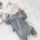 Vêtements de nuit pour bébé garçon et fille barboteuse en coton gris et blanc ensemble une pièce