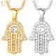 U7 – collier et pendentif main en cristal pour femmes mode argent/or amulette en zircone cubique