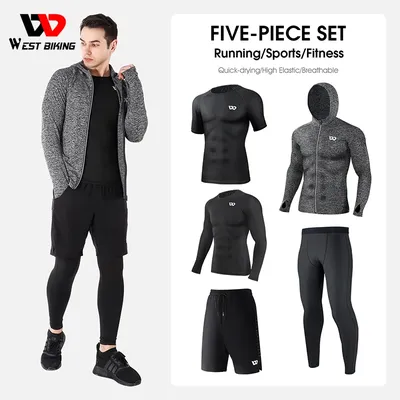 WEST BIKING-Combinaisons de sport pour hommes pantalons de compression chemise haut veste à
