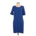 DKNY Casual Dress - Shift: Blue Solid Dresses - Women's Size P