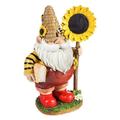 Gnome Decoration Beehive Gnome With Sunflower Bright Yellow and Tan Polyresin Outdoor Garden Statue Garden Statue Decor A Book