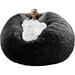 Bag Chair Cover(it was only a Cover; not a Full Bean Bag) Chair Cushion; Big Round Soft Fluffy PV Velvet Sofa Bed Cover; Living Room Furniture; Lazy Sofa Bed Cover; 5ft Black