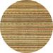 Ahgly Company Machine Washable Indoor Round Abstract Gen Brown Yellow Area Rugs 5 Round