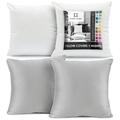 Clara Clark Plush Solid Decorative Microfiber Square Throw Pillow Cover with Throw Pillow Insert for Couch Silver 20 x20 4 Piece Decorative Soft Throw Pillow Set