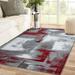 Luxe Weavers Abstract Brushstrokes Area Rug Red 5x7 Soft Accent Carpet