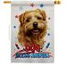 Breeze Decor Patriotic Tan Norfolk Terrier 2-Sided Polyester 40 x 28 in. House Flag in Blue/Brown/Red | 40 H x 28 W in | Wayfair