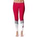 Women's Red/White Sacred Heart Pioneers Ankle Color Block Yoga Leggings