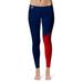 Women's Navy/Red Liberty Flames Letter Color Block Yoga Leggings