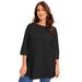 Plus Size Women's Boatneck One + Only Tunic by June+Vie in Black (Size 10/12)