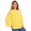 Plus Size Women's Crochet-Trim Blouse by June+Vie in Lemon Mist (Size 28 W)