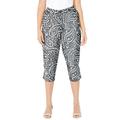 Plus Size Women's Liz&Me® Chino Tab Capri by Liz&Me in Black Stencil Paisley (Size 22 W)