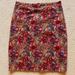 Anthropologie Skirts | Anthropologie Maeve Floral Knit Jacquard Pencil Skirt With Back Zip | Color: Red | Size: L