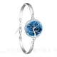 Bracelet cabochon en verre plaqué argent pour homme et femme arbre de vie jonc tendance bijoux