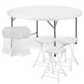 MoNiBloom 12-Person Folding Outdoor Table & Chair Set Plastic/Metal in White | 65 W x 65 D in | Wayfair CBO-0046PWH-2P-65WHGY