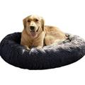 Boluotou Warm Fluffy Extra Large Dog Beds Washable Round Calming Fur Donut Cuddler Pet Bed for Large Extra Large Dog (XL-100cm Dark gray)