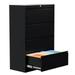 GAEANET Metal 4 Drawer Lateral File Cabinet Locking Office Filing Cabinet for for Legal/Letter Metal File Cabinet Assembly Required Black