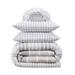 Serta Simply Clean Conrad Variegated Stripe Antimicrobial 7-Piece Complete Bedding Set w/ Sheets /Polyfill/Microfiber in Gray | Wayfair 13513000515