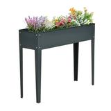 Outsunny 40 x 12 x 32 Metal Raised Garden Bed Planter Box - Dark Grey