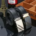 Ceinture d'affaires automatique de luxe pour hommes sangle de vache masculine cuir or argent