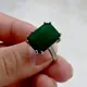 Grande bague en pierre carrée pour femme bijoux de mariage de luxe vert foncé bague pour femme