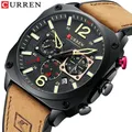 CURREN – montre de luxe pour hommes montre-bracelet en cuir étanche à Quartz style militaire