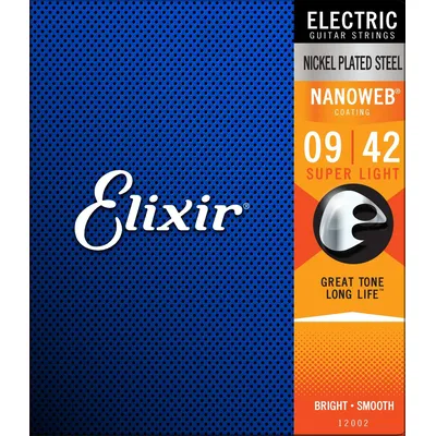 Elixir – cordes de guitare électrique Super légères avec revêtement nano-web (.009-.042) - 12002