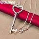 Collier pendentif clé coeur en argent regardé 925 pour femme bijoux de charme de fiançailles à la